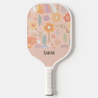 Boho Floral Abstract Gepersonaliseerd Dusty Pink Pickleball Paddle