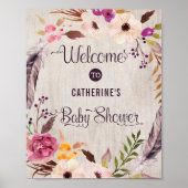 Boho Floral Affiche de bienvenue Rustic Baby showe (Devant)