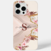 Boho Floral Agaat Roos Goud Roze Monogrammed Case-Mate iPhone Case (Achterkant)