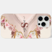 Boho Floral Agaat Roos Goud Roze Monogrammed Case-Mate iPhone Case (Achterkant (horizontaal))