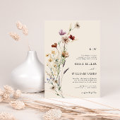 Boho Floral All-in-One Wedding Invitations Kaart