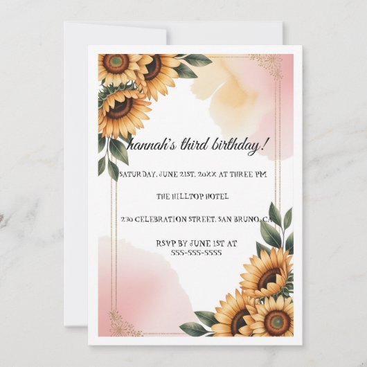 Boho Floral Anniversaire Fête Invitation | Sun per (Devant)