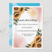 Boho Floral Anniversaire Fête Invitation | Sun per (Devant / Derrière)