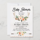 Boho Floral Antlers Baby shower neutre Invitation (Devant)