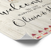 Boho Floral Antlers Koe Skull Welcome Weddenschap Poster (Hoek)