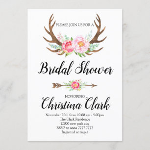 Boho Floral Antlers Vrijgezellenfeest Kaart