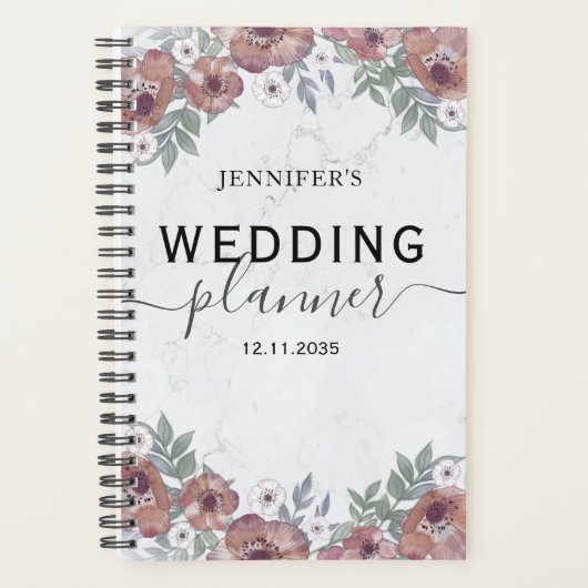 Boho Floral Aquarelle Bourgogne Wedding planner (Devant)
