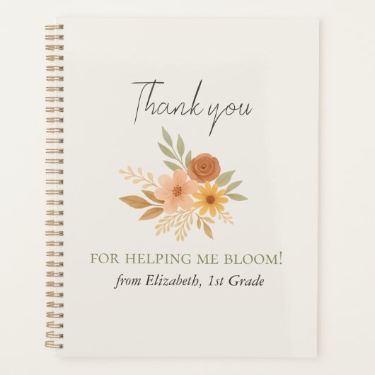 Boho Floral Aquarelle Enseignant Merci (Devant)