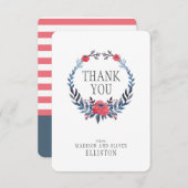 Boho Floral Aquarelle Roses rouges | MERCI (Devant / Derrière)