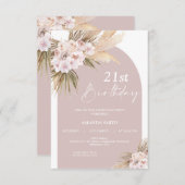 Boho Floral Arch 21e Invitation anniversaire (Devant / Derrière)
