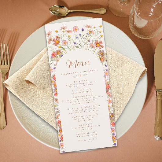 Boho Floral Arch Fall Wedding Menu