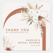 Boho Floral Arch Hartelijk dank voor uw plechtige Vierkante Sticker (Voorkant)