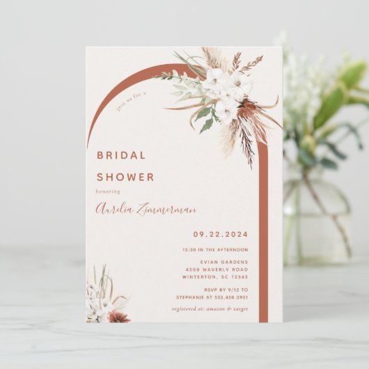 Boho Floral Arch Invitation de la douche nuptiale (Debout devant)