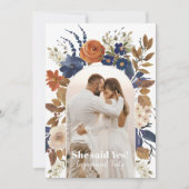 Boho Floral Arch Photo Engagement Party Invitation (Devant)