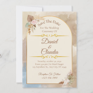 Boho Floral Arch Save the Date - Elegante bruiloft Kaart