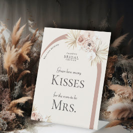 Boho Floral Arch Vrijgezellenfeest Hoeveel Kusjes Reclamebord Met Voetstuk