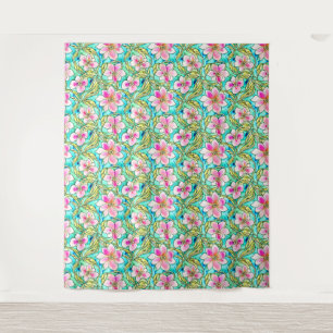 Boho Floral Art Nouveau Waterverf Herhaalt Patroon Wandkleed