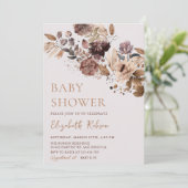Boho Floral Autumn Baby shower Uitnodiging (Staand voorkant)