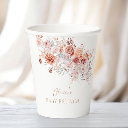 Boho Floral Baby Brunch Papieren Bekers
