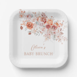 Boho Floral Baby Brunch Papieren Bordje