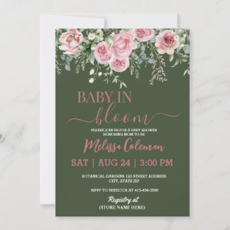 Boho Floral Baby In Bloom Baby Shower  Kaart