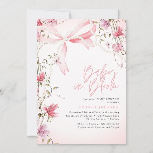 Boho Floral Baby in Bloom Baby Shower Kaart (Voorkant)