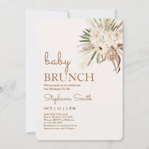 Boho Floral Baby shower Brunch Uitnodiging