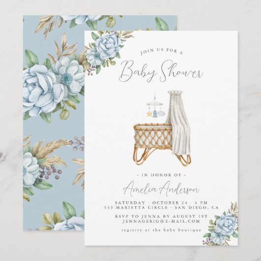 Boho Floral Baby Shower Kaart (Voorkant / Achterkant)