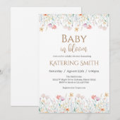 Boho floral Baby shower Meisje uitnodiging (Voorkant / Achterkant)