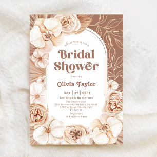 Boho Floral Baby shower Mocha Kaart