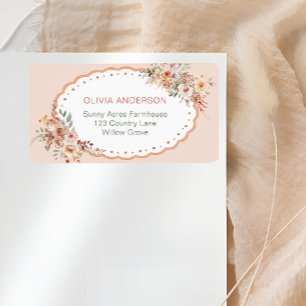 Boho Floral Baby shower retouradres Etiket