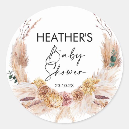 Boho Floral Baby shower Sticker (Voorkant)