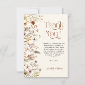 Boho Floral Baby shower Terracotta bedankje Kaart (Voorkant)