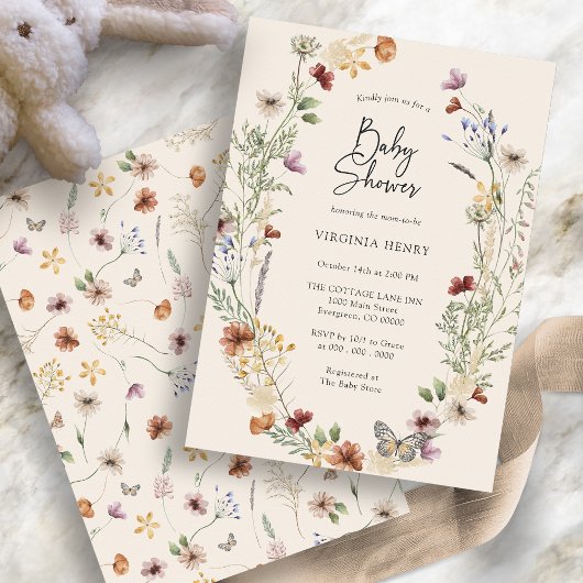 Boho Floral Baby shower Uitnodiging