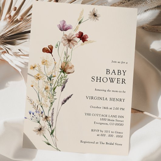 Boho Floral Baby shower Uitnodiging