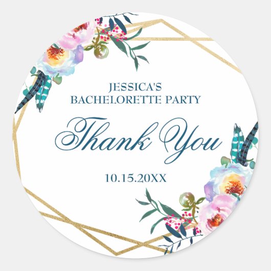  Boho Floral Bachelorette Ronde Sticker (Voorkant)