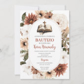 Boho Floral Baptême espagnol Invitation (Devant)