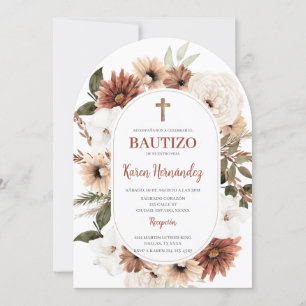 Boho Floral Baptême espagnol Invitation