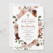 Boho Floral Baptême espagnol Invitation (Devant)