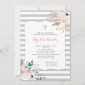 Boho Floral Baptême ou invitations à la première c (Devant)