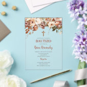 Boho Floral Baptism espagnol acrylique Invitation (Insitu (Mariage))