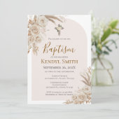 Boho Floral Baptism  Invitation (Debout devant)