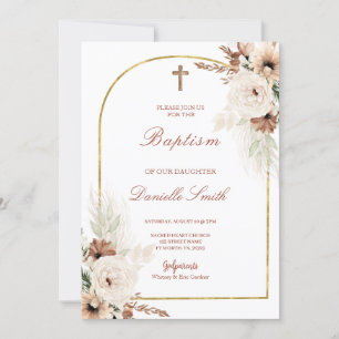 Boho Floral Baptism Uitnodiging
