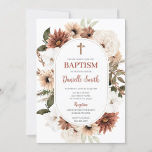 Boho Floral Baptism Uitnodiging