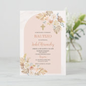 Boho Floral Bautizo Espagne Invitation (Debout devant)
