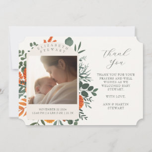 Boho Floral Bedankt Baby Geboorteaankondiging Kaart