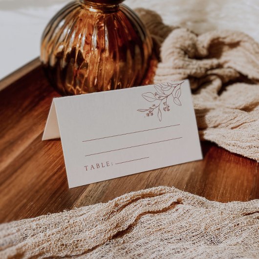 Boho Floral Beige Wedding Place Kaarten