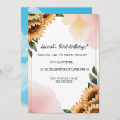Boho Floral Birthday Party Invitation | Custom Sun (Devant / Derrière)