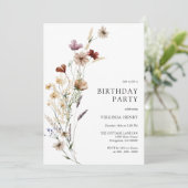 Boho Floral Birthday Uitnodiging (Staand voorkant)