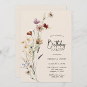 Boho Floral Birthday Uitnodiging (Voorkant / Achterkant)